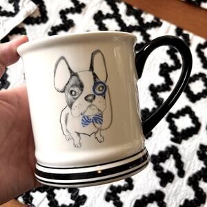 Clay Art Frenchie French Bulldog Coffee Mug Dog Monicle Hipster Bowtie
